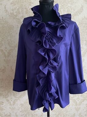 Joseph Ribkoff Purple Ruffled Front Blouse